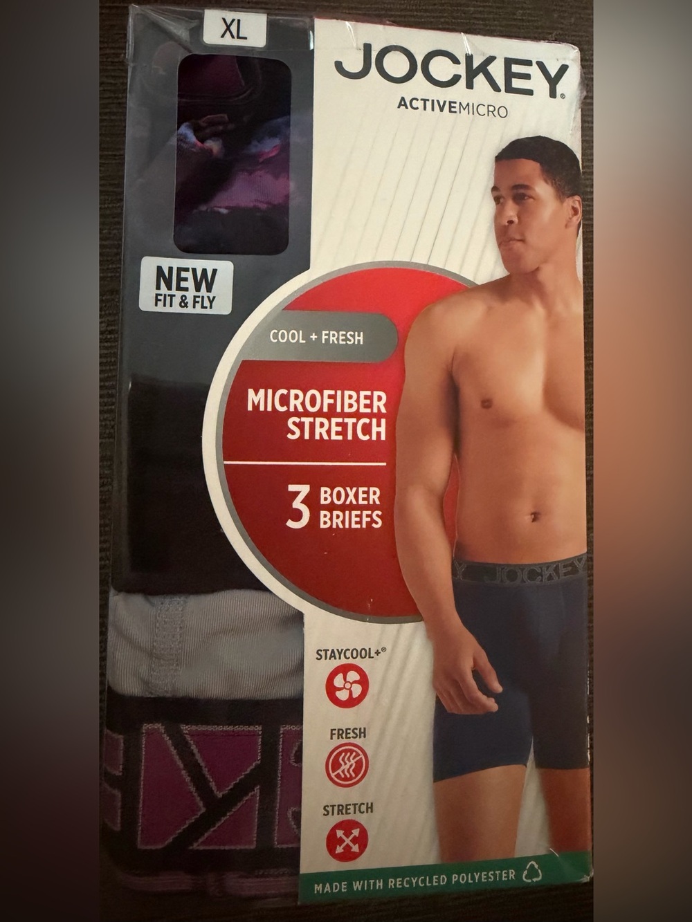 Jockey ActiveMicro Men's Microfiber Stretch Boxer Briefs -purple, black gray-NWT